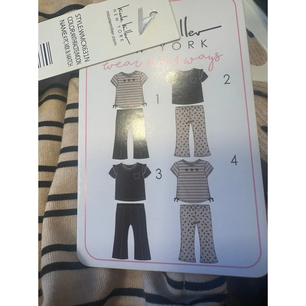 Nicole Miller‎ New York Kids 6 Piece Set Size 6X Striped Floral Kidcore